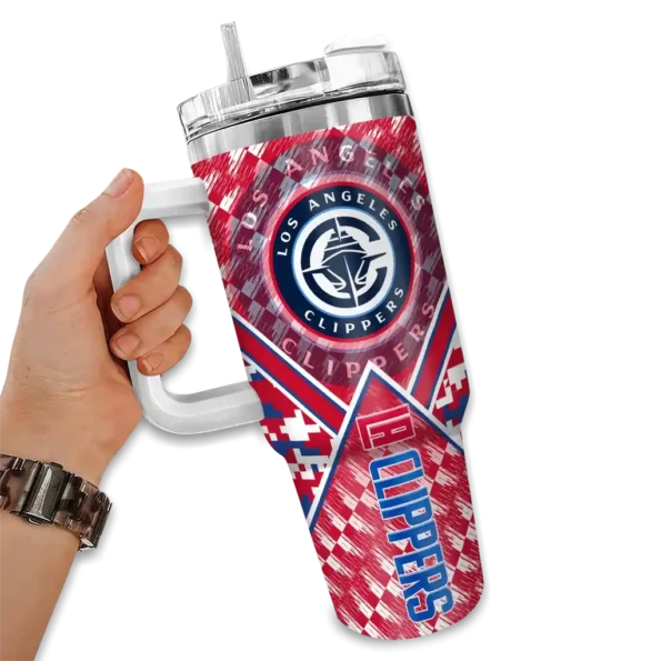 personalized los angeles clippers chevron angle red curved tumbler fashion forward 1.webp