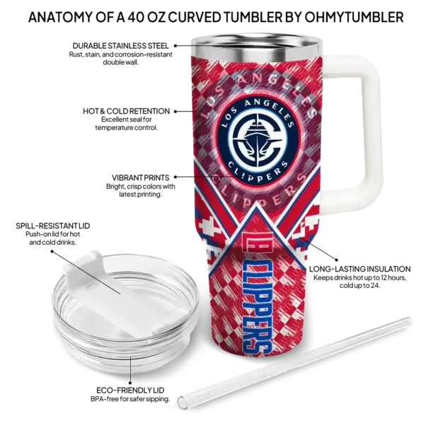 personalized los angeles clippers chevron angle red curved tumbler new arrival 1.webp