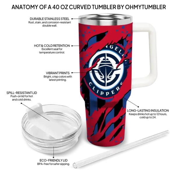personalized los angeles clippers claw cut red black curved tumbler new arrival 1.webp
