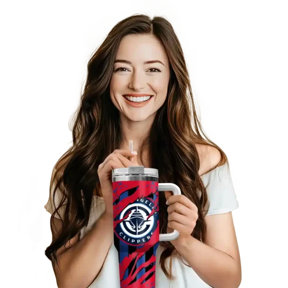 personalized los angeles clippers claw cut red black curved tumbler premium grade 1.webp