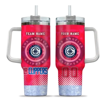 personalized los angeles clippers geometric prism red curved tumbler best selling 1.webp