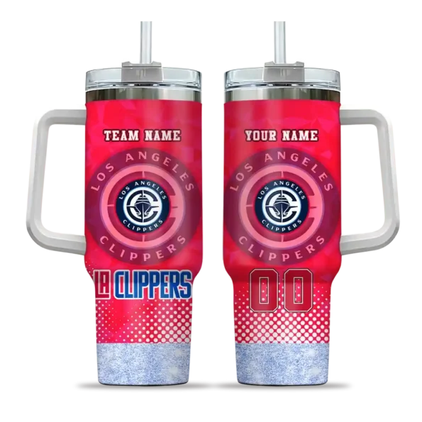 personalized los angeles clippers geometric prism red curved tumbler best selling 1.webp