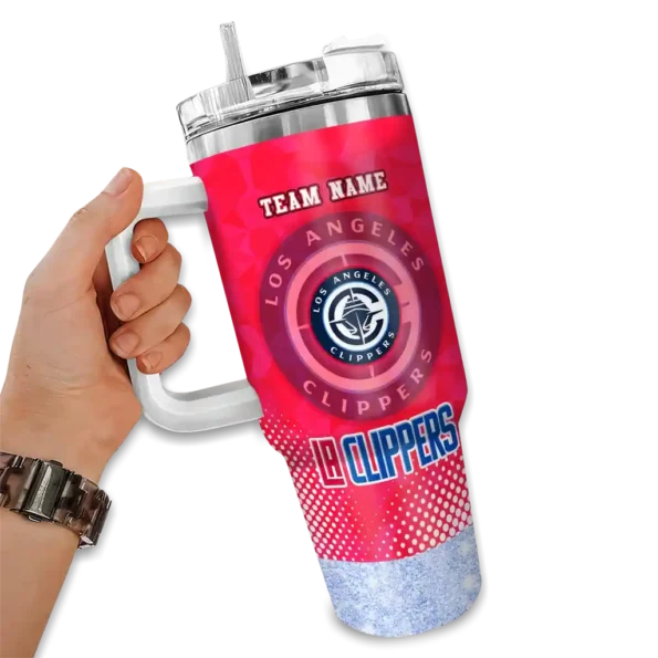personalized los angeles clippers geometric prism red curved tumbler fashion forward 1.webp