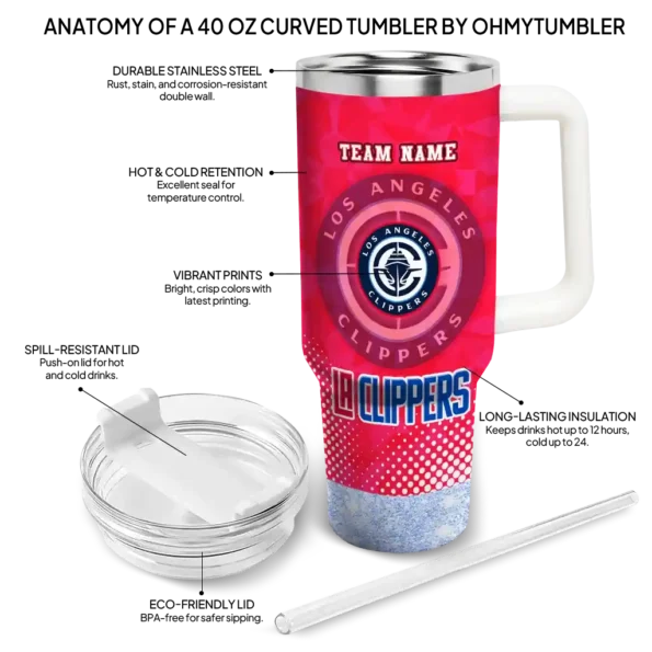 personalized los angeles clippers geometric prism red curved tumbler new arrival 1.webp