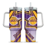 personalized los angeles lakers arrow burst purple curved tumbler best selling 1.webp
