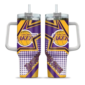 personalized los angeles lakers arrow burst purple curved tumbler best selling 1.webp