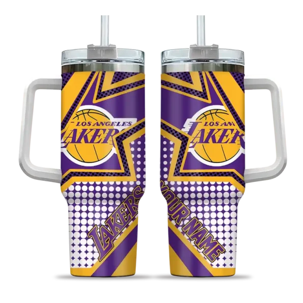 personalized los angeles lakers arrow burst purple curved tumbler best selling 1.webp