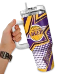 personalized los angeles lakers arrow burst purple curved tumbler best selling 1.webp