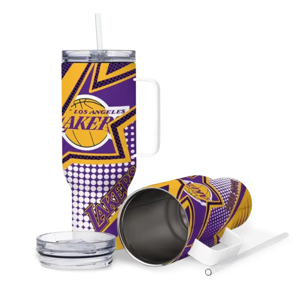 personalized los angeles lakers arrow burst purple curved tumbler high quality 1.webp