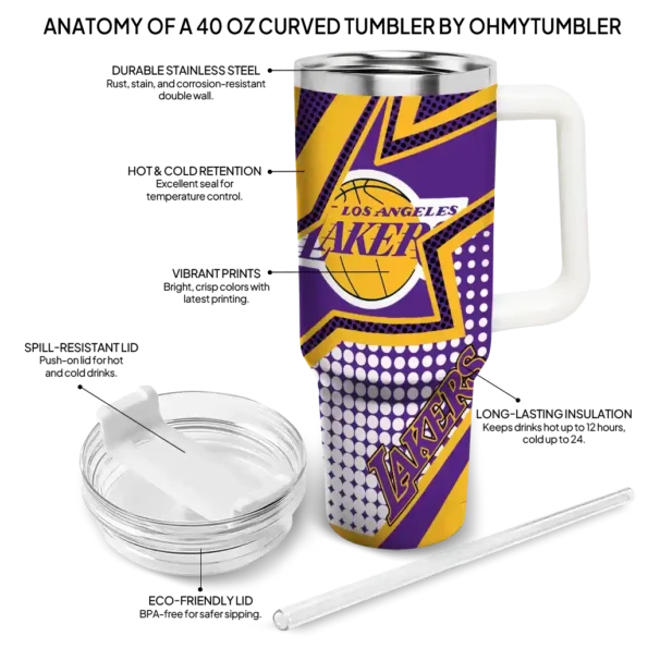 personalized los angeles lakers arrow burst purple curved tumbler new arrival 1.webp