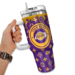 personalized los angeles lakers bullseye drips purple curved tumbler best selling 1.webp