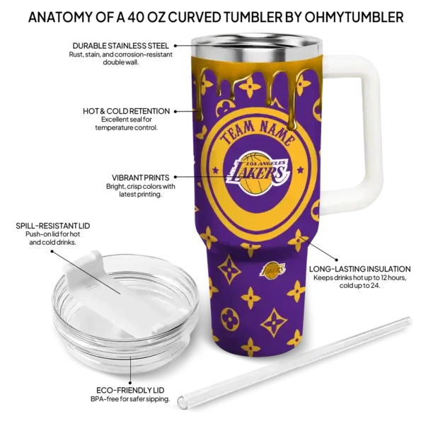 personalized los angeles lakers bullseye drips purple curved tumbler new arrival 1.webp