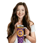 personalized los angeles lakers bullseye drips purple curved tumbler best selling 1.webp