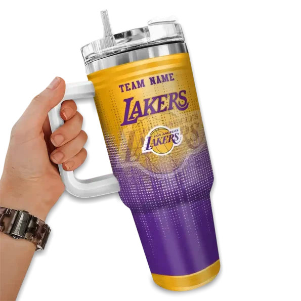 personalized los angeles lakers gradient dots purple curved tumbler fashion forward 1.webp