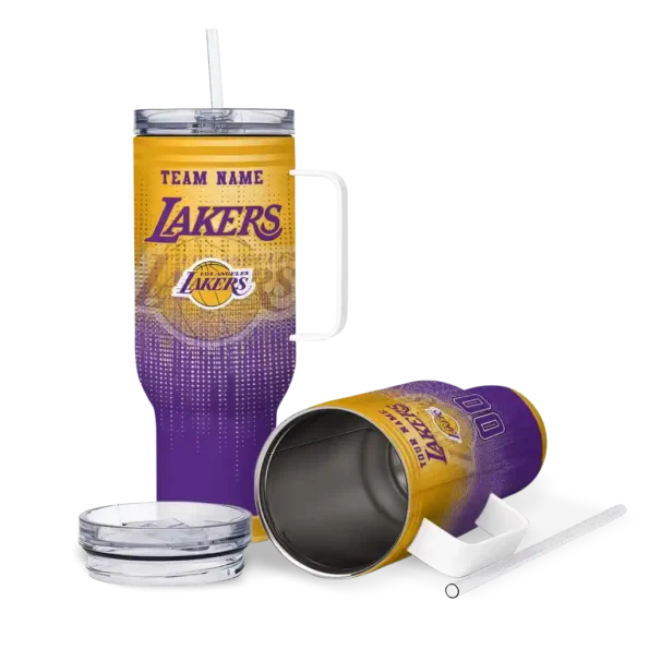 personalized los angeles lakers gradient dots purple curved tumbler high quality 1.webp