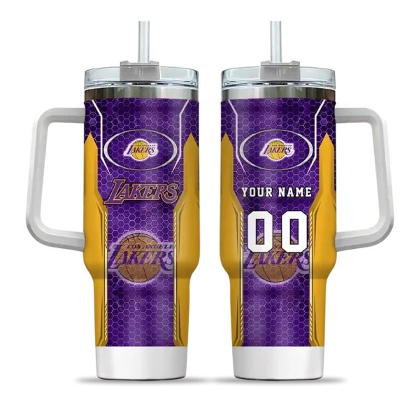 personalized los angeles lakers hexagon armor purple curved tumbler best selling 1.webp