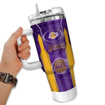 personalized los angeles lakers hexagon armor purple curved tumbler fashion forward 1.webp