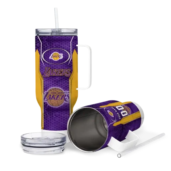 personalized los angeles lakers hexagon armor purple curved tumbler high quality 1.webp