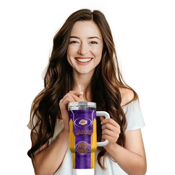 personalized los angeles lakers hexagon armor purple curved tumbler premium grade 1.webp