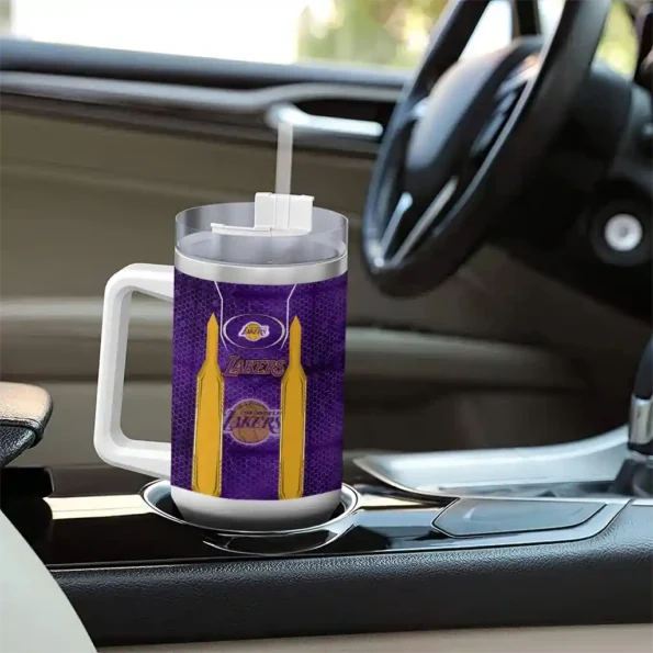 personalized los angeles lakers hexagon armor purple curved tumbler trendy 1.webp