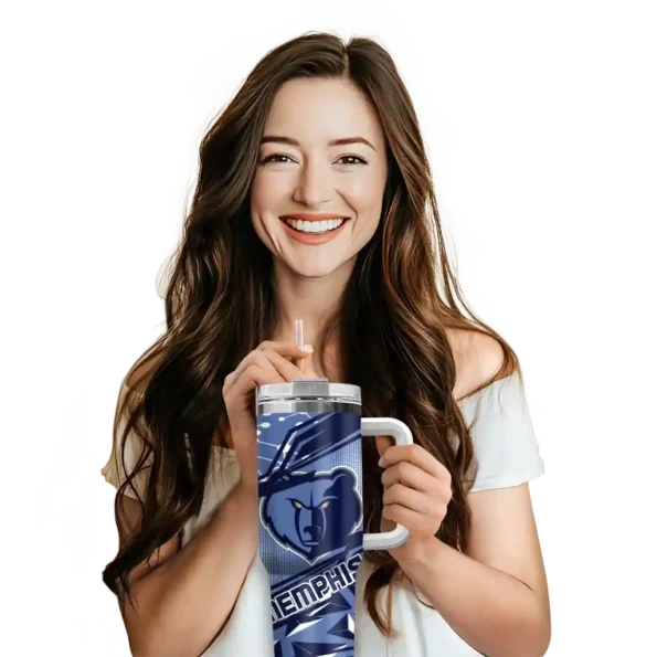 personalized memphis grizzlies abstract paths blue curved tumbler premium grade 1.webp