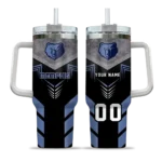 personalized memphis grizzlies arrow armor blue black curved tumbler best selling 1.webp