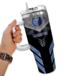 personalized memphis grizzlies arrow armor blue black curved tumbler best selling 1.webp