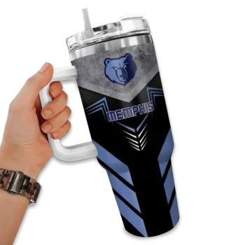 personalized memphis grizzlies arrow armor blue black curved tumbler fashion forward 1.webp