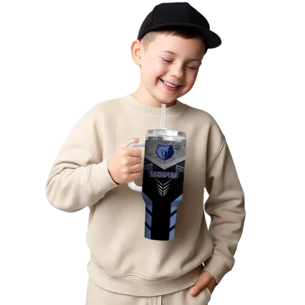 personalized memphis grizzlies arrow armor blue black curved tumbler latest model 1.webp