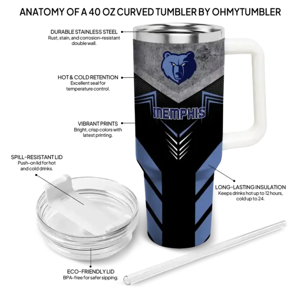 personalized memphis grizzlies arrow armor blue black curved tumbler new arrival 1.webp
