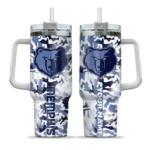 personalized memphis grizzlies camo mashup blue white curved tumbler best selling 1.webp