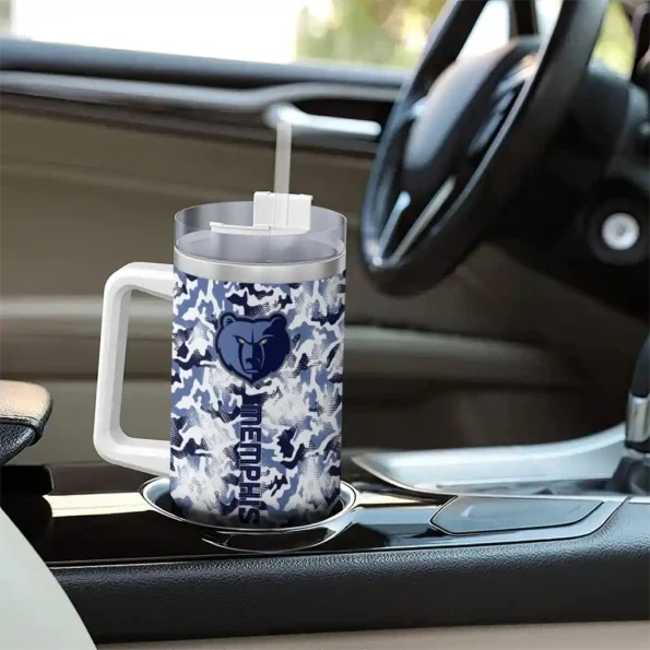 personalized memphis grizzlies camo mashup blue white curved tumbler trendy 1.webp