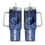 personalized memphis grizzlies chevron stripe blue curved tumbler best selling 1.webp