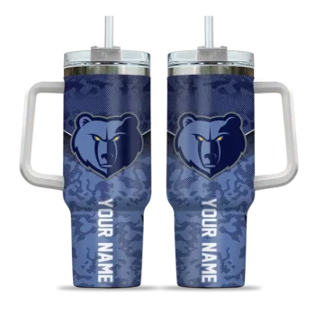 personalized memphis grizzlies chevron stripe blue curved tumbler best selling 1.webp