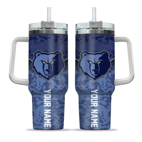 personalized memphis grizzlies chevron stripe blue curved tumbler best selling 1.webp