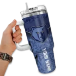 personalized memphis grizzlies chevron stripe blue curved tumbler best selling 1.webp
