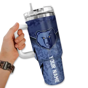 personalized memphis grizzlies chevron stripe blue curved tumbler fashion forward 1.webp