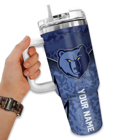 personalized memphis grizzlies chevron stripe blue curved tumbler fashion forward 1.webp