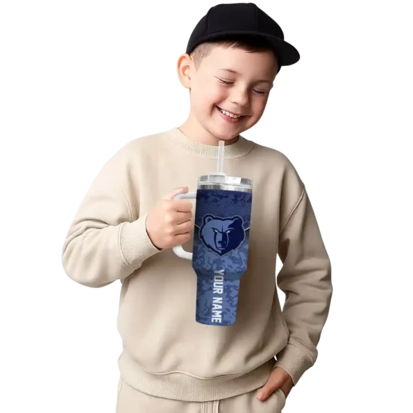 personalized memphis grizzlies chevron stripe blue curved tumbler latest model 1.webp
