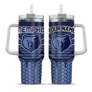 personalized memphis grizzlies hex texture blue curved tumbler best selling 1.webp