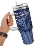 personalized memphis grizzlies hex texture blue curved tumbler best selling 1.webp
