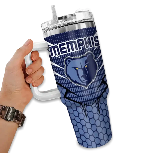 personalized memphis grizzlies hex texture blue curved tumbler fashion forward 1.webp