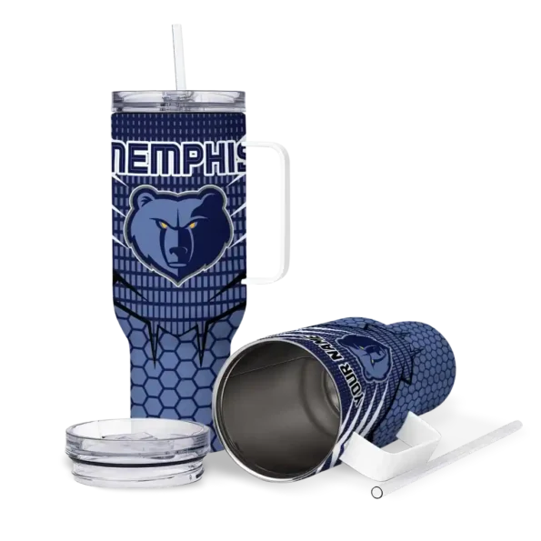 personalized memphis grizzlies hex texture blue curved tumbler high quality 1.webp
