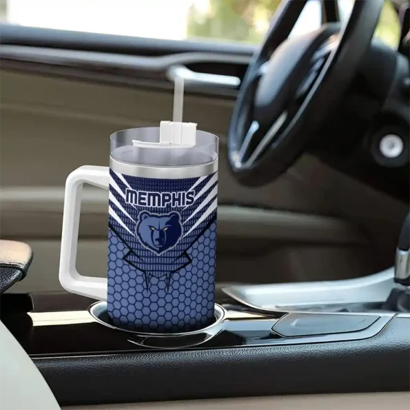 personalized memphis grizzlies hex texture blue curved tumbler trendy 1.webp