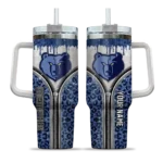 personalized memphis grizzlies leopard zipper blue curved tumbler best selling 1.webp