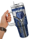 personalized memphis grizzlies leopard zipper blue curved tumbler best selling 1.webp