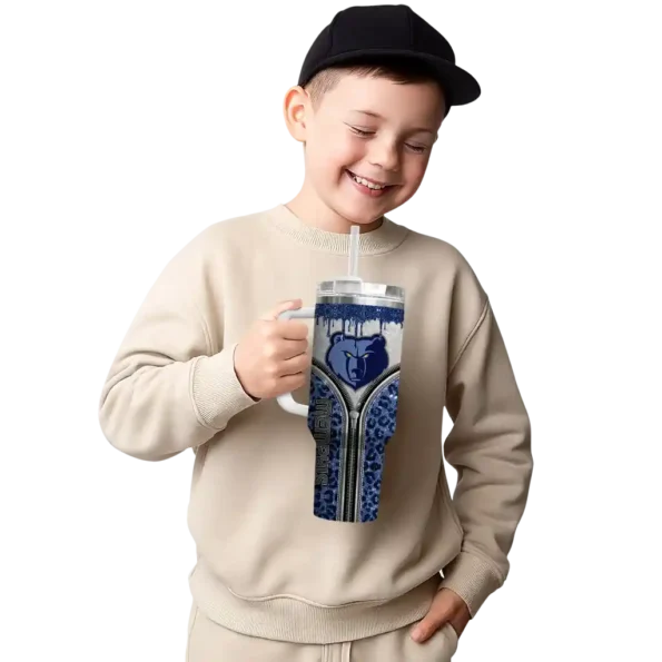 personalized memphis grizzlies leopard zipper blue curved tumbler latest model 1.webp