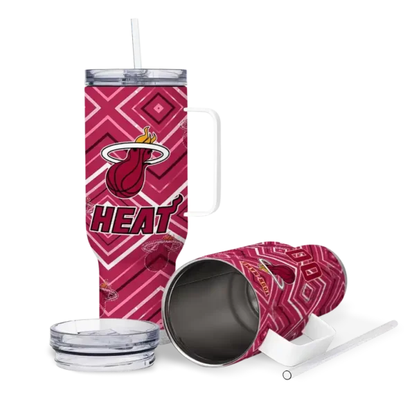 personalized miami heat bold diamonds red curved tumbler high quality 1.webp