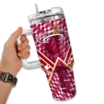 personalized miami heat chevron angle red curved tumbler best selling 1.webp