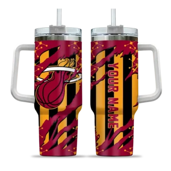 personalized miami heat claw cut red black curved tumbler best selling 1.webp
